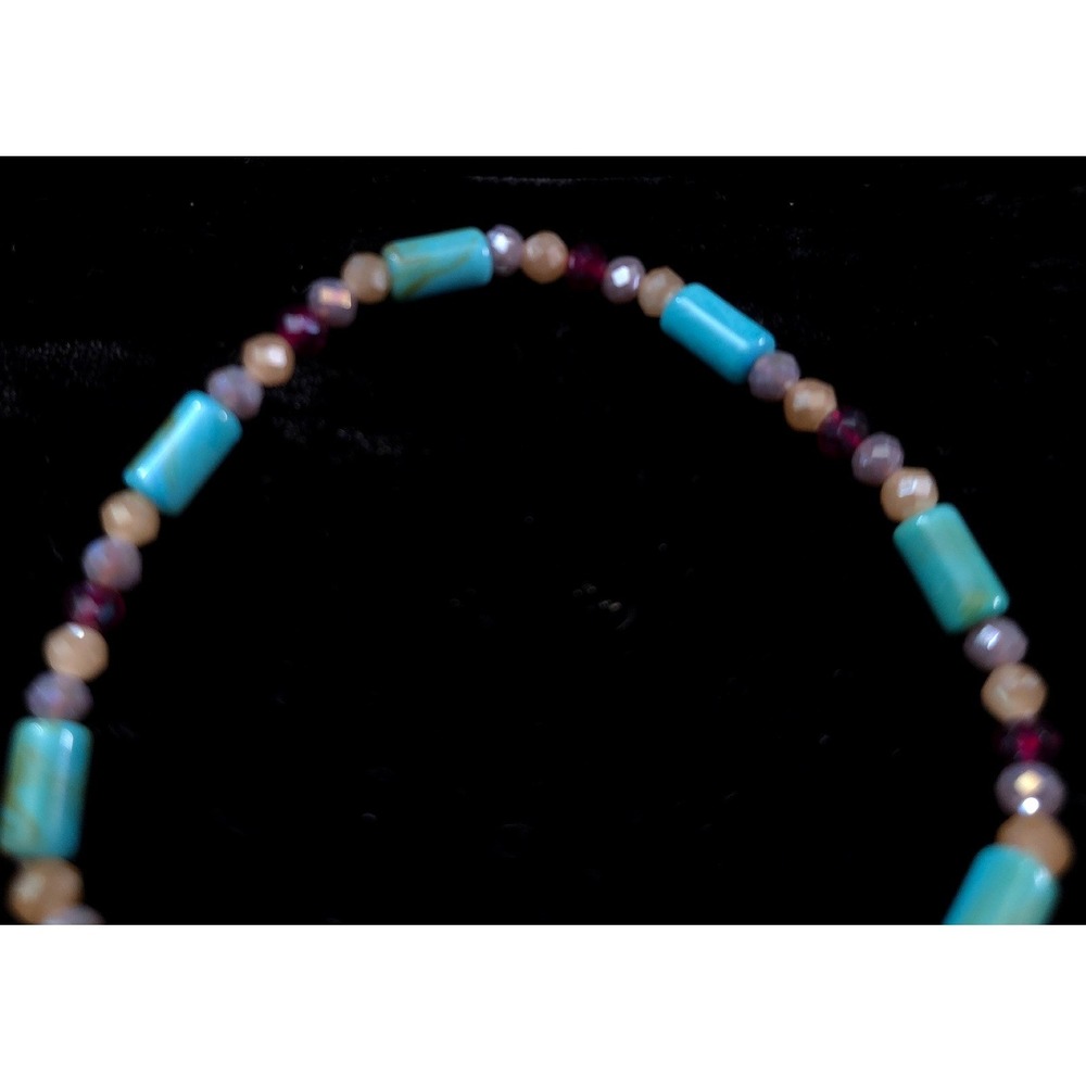 New Faux Turquoise Bead Stretch‎ Bracelet Faceted Beads Beaded Boho Southwestern - Picture 5 of 10